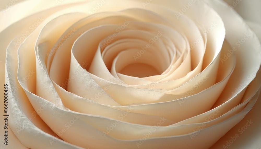 Poster close-up abstract of a light beige rose with layered petals forming a swirling spiral pattern. smoot
