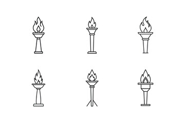 fire torch stand line art vector illustration
