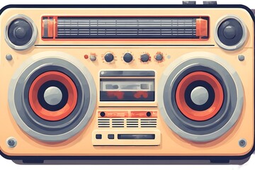 Fototapeta premium Retro boombox illustration evokes nostalgia and delivers vibrant audio experiences for creative projects