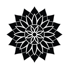 mandala flower silhouette, mandala floral outline, mandala bloom icon, mandala vector flower