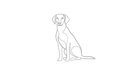 Elegant single line art of a loyal dog sitting attentively, perfect for pet lovers and design projects