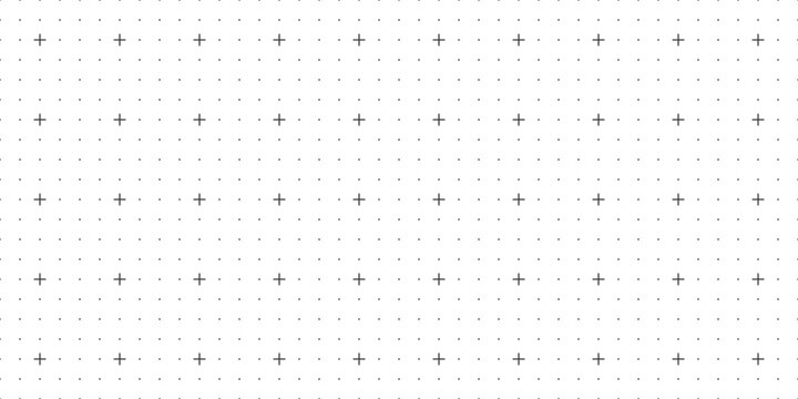Seamless square grid texture with dots and cross markers. Empty blueprint grid with with crosses and dots. Seamless texture of square graph paper. Vector.