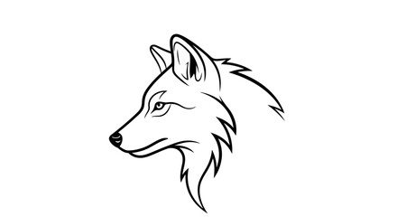 Powerful wolf head profile graphic with sharp lines and intense gaze, perfect for logos and branding