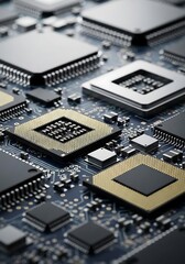 Fototapeta premium Powering Innovation: Advanced Microchips for Cutting-Edge Technology and High-Performance Computing Solutions, Inspiring Future Advancements and Digital Transformation in AI and Engineering