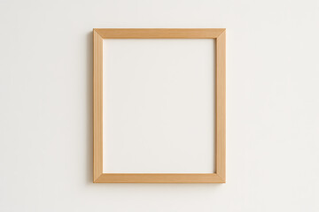 Empty Frame on the Wall: A pristine, light-toned wooden frame hangs gracefully on a wall, offering a blank canvas for creativity and visual expression.