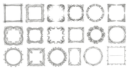 Elegant hand-drawn ornamental borders and frames add vintage charm to your designs