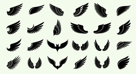 Discover a stunning collection of diverse black wing icons and symbols for your creative projects