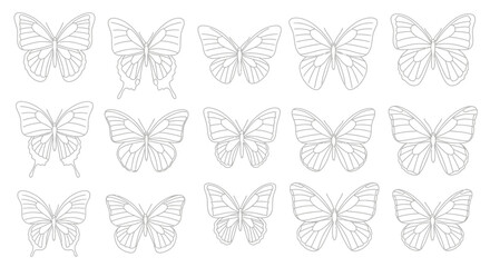 Elegant butterfly outlines perfect for nature designs, invitations, and creative projects