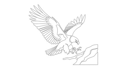 Obraz premium Majestic eagle with outstretched wings swoops down to grasp prey on rocky cliff edge