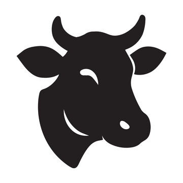 Funny cartoon cow head vector illustration