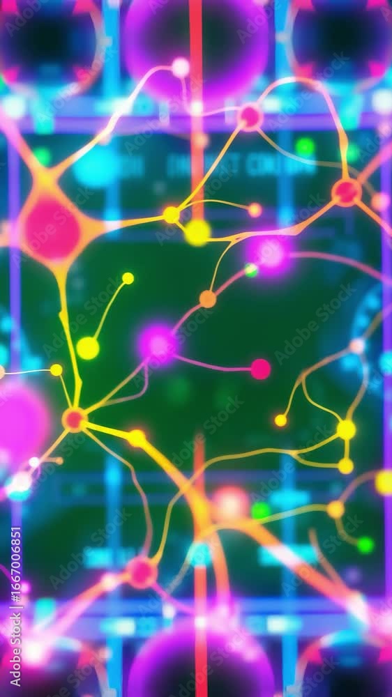 Aufkleber futuristic glowing neuron network animation video with colorful neural connections and abstract arti