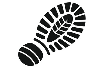 Graphic Black Shoe Tread Footprint Silhouette with Leaf Pattern Heel Detail Design
