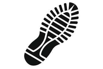 Footprint Sole Silhouette Detailed Tread Pattern for Shoe Design, Vector Image Illustration