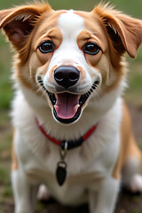 Portrait of a stray dog walking on a lawn.created with the help of artificial intelligence.