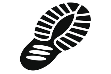 Black Sole Footprint with Tread Pattern and Oval Cutouts, Isolated Shoe Impression