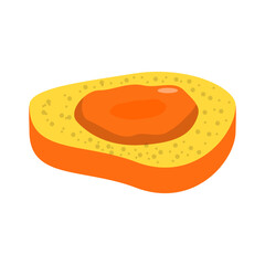 Vibrant cross-section of a ripe fruit showcasing its juicy orange flesh and seed