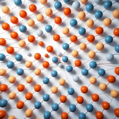 A striking 3D render of a complex chemical structure, featuring red and blue atoms arranged like molecular candy, represents a pharmaceutical drug model