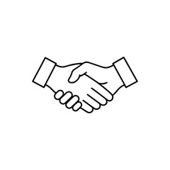 Line art illustration of a handshake isolated on white background
