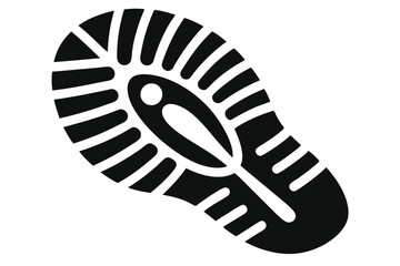 Shoe Sole Impression with Grooved Texture, Sportswear Tread Mark Design Element, Black Style