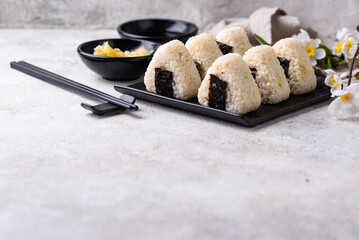 Onigiri, traditional japanese dish with rice