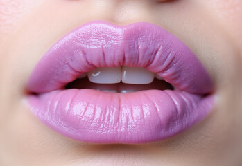 Fototapeta premium close up pink lips of young woman