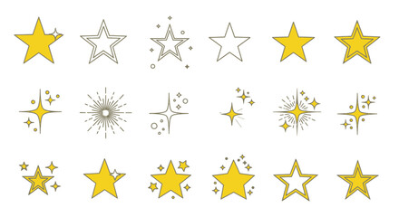 Sparkling star icons and graphic elements for festive and celebratory designs