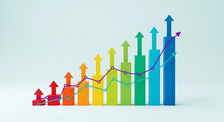 Colorful upward trend graph
