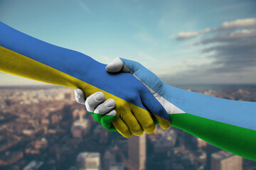 Shaking hands Ukraine and Djibouti