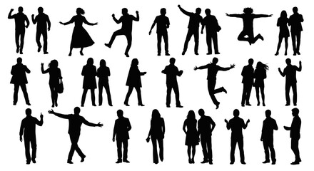 Dynamic silhouettes showcase diverse people in motion, perfect for creative design projects & presentations