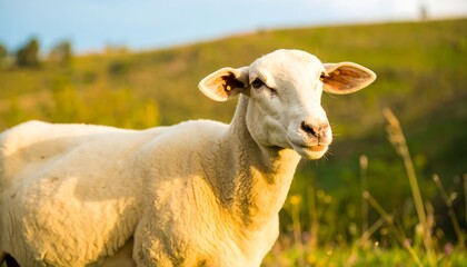 Sheep Grazing Hillside Sunset.