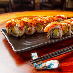 sushi, Chinese and Japan food. Fish