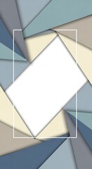 Geometric pastel shapes with layered paper effect and a white frame for text overlay creating abstract aesthetic