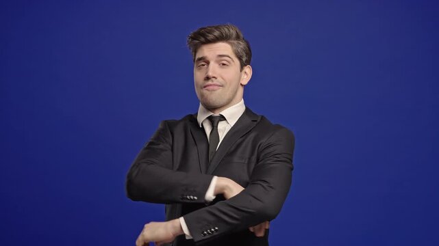 Mature man executive in formal outfit with arrogant expression, radiating pride and dominance. Business ego, power, corporate leadership