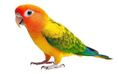 Colorful Sun conure on white background,png