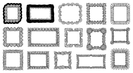 Unique hand-drawn decorative borders and frames add artistic flair to your creative projects instantly