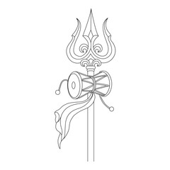 Lord Shiva Trishul line art vector design. Lord Shiva Trishul outline illustration design.