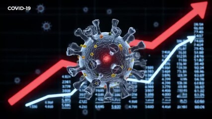 COVID19 Pandemic Virus Illustration with Rising Stock Chart  Global Health Crisis. - Powered by Adobe