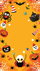 Obraz premium Spooky halloween arrangement with festive decorations and classic symbols