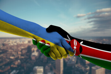 Shaking hands Ukraine and Kenya