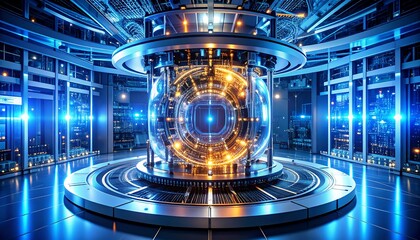 Futuristic Tech Sphere Data Center.