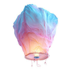 Glowing Pastel Sky Lantern Floating in the Night Sky During a Magical Festival Celebration