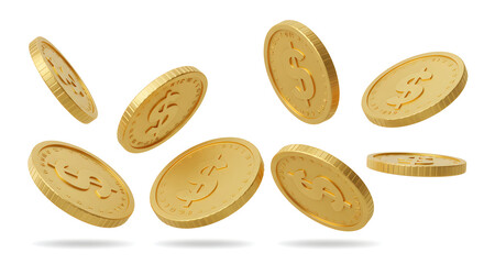 Golden Cryptocurrency Coins Falling Digital Currency Finance Bitcoin Ethereum Litecoin Dollar Euro Investment Wealth Success Money Transaction Banking Crypto Assets Financial Market