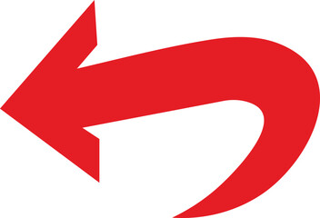 Red curve arrow icon on transparent background. flat style. arrow icon for your web site design, logo