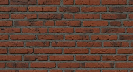 Fototapeta premium A closeup shot of a brick wall The red bricks are laid in a staggered pattern with dark gray mortar