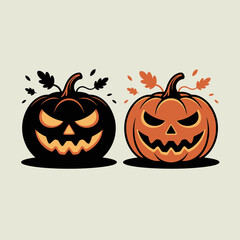 Evil Halloween Pumpkins Vector – Scary Jack-O’-Lantern Clipart Design