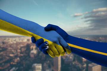 Shaking hands Ukraine and Nauru