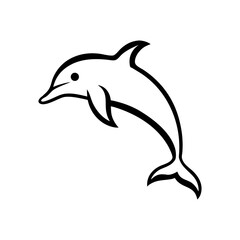 Rough outline dolphin jumping silhouette marine animal vector design with white background