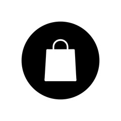 Shopping bag vector icon inside bold circular outline clean retail symbol with white background