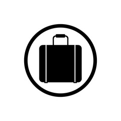 Simple silhouette of travel luggage bag inside circle minimal suitcase vector on white background
