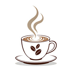 Obraz premium Steaming coffee cup with beans isolated on a transparent background beverage drink